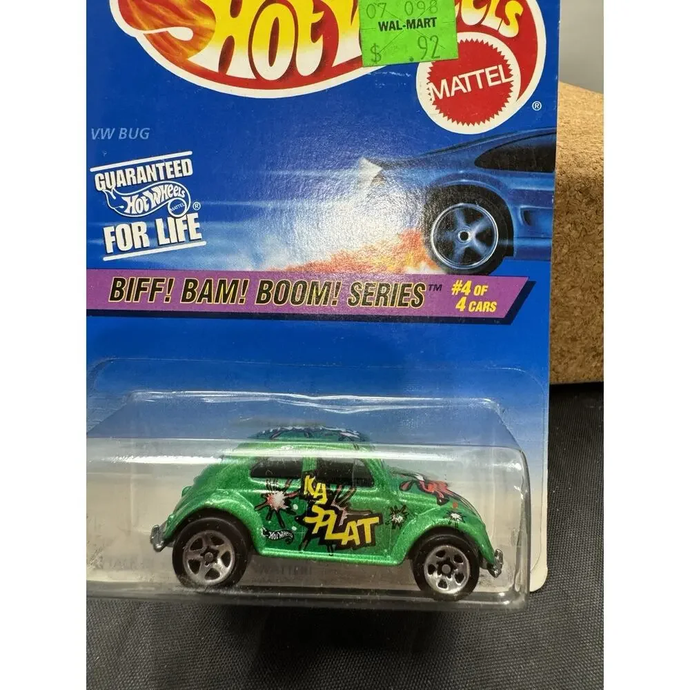 Hot Wheels VW Bug Volkswagen Beetle Biff Bam Boom 5 Spoke Green #16917 1996 4/4